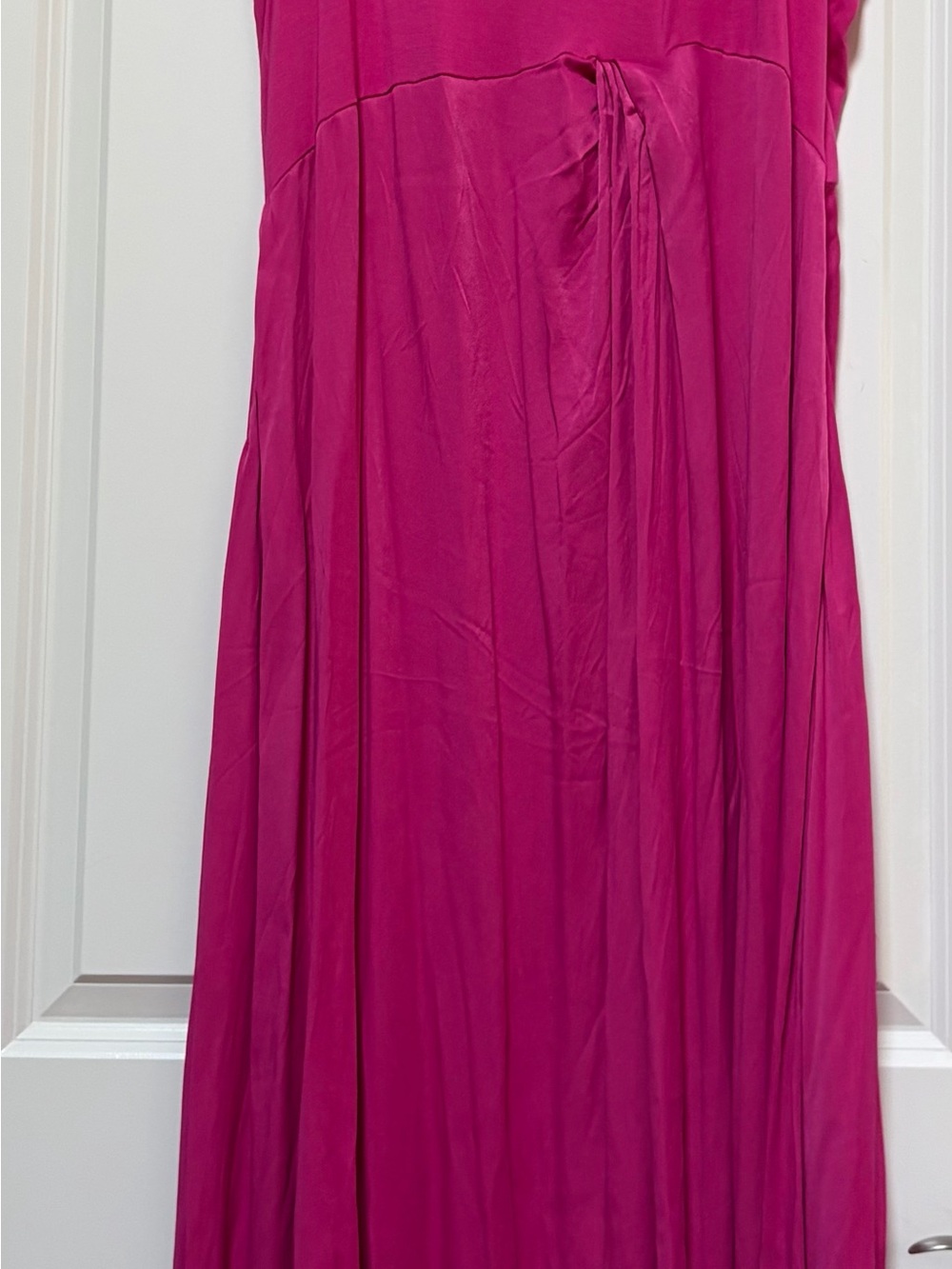 Anthropologie Women’s Magenta Sleeveless Satin Front Pleat Skirt Maxi Dress 2X
